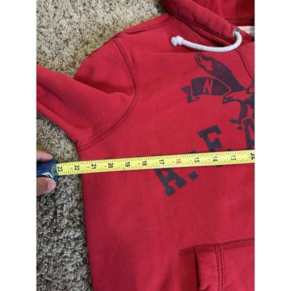AMERICAN EAGLE Outfitters Red Sweater Hoodie Jacket Athletic Fit Y2k 90s SMALL - Picture 3 of 6